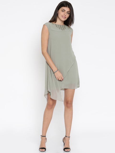 

AND Women Grey Solid A-line Dress