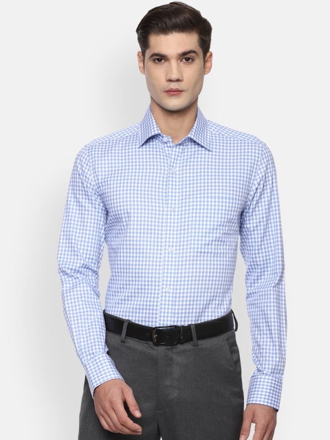 

Louis Philippe Men Blue Opaque Checked Formal Shirt