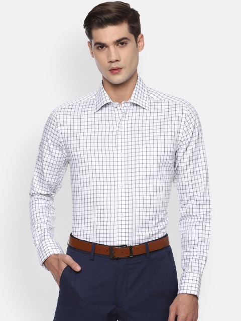 

Louis Philippe Men White Grid Tattersall Checks Formal Shirt