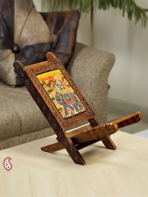 

Aapno Rajasthan Brown Solid Wood Hand Painted Folding Book Stand