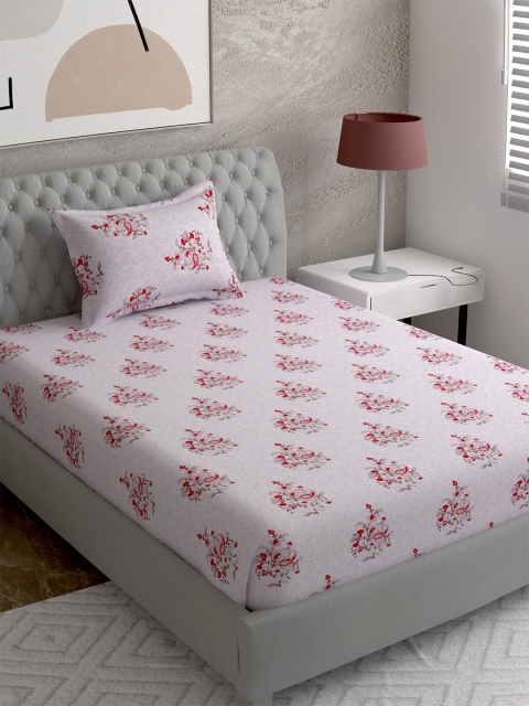 

EverHOME Pink & Red Floral 210 TC Single Bedsheet with 1 Pillow Covers