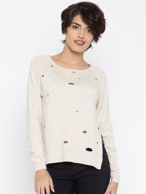 

ONLY Women Cream-Coloured Solid Sweater