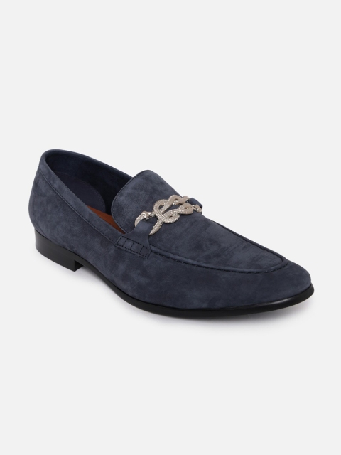 

ALDO Men Navy Blue Solid Leather Loafers