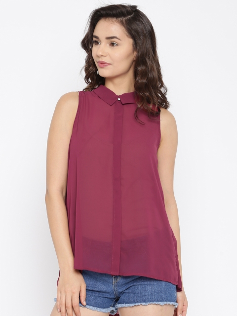 

ONLY Women Burgundy Solid Top