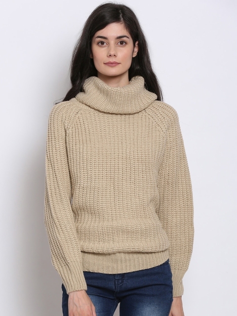

NoBarr Women Beige High Neck Pullover