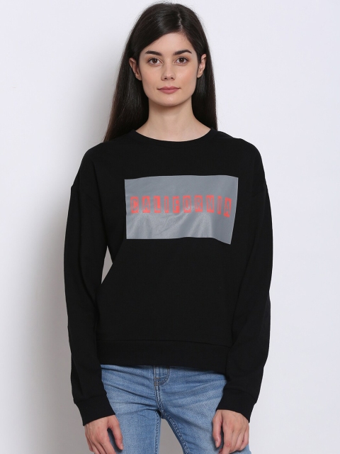 

NoBarr Women Black Printed Pure Cotton Sweatshirt