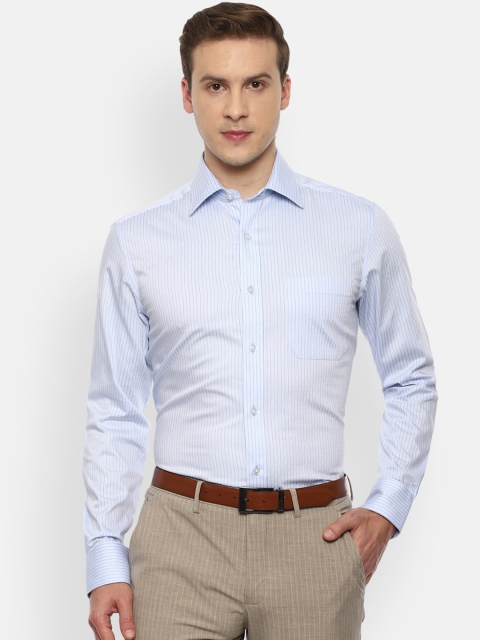 

Louis Philippe Men Blue Striped Formal Cotton Shirt