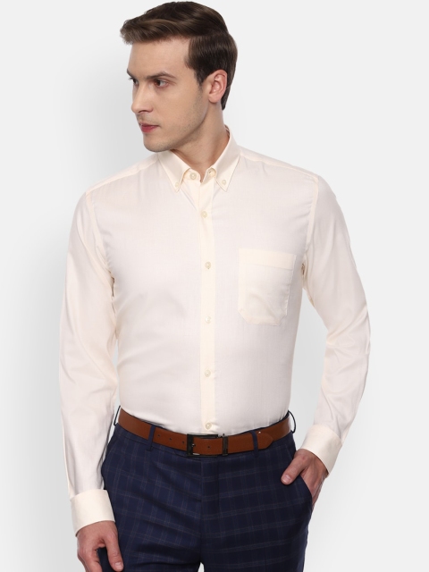 

Louis Philippe Men Cream-Coloured Slim Fit Solid Formal Shirt