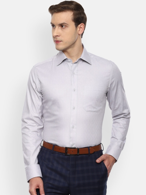 

Louis Philippe Men Grey Self-Design Cotton Semiformal Shirt