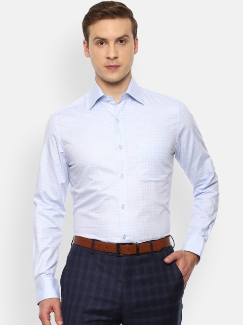 

Louis Philippe Men Blue Opaque Checked Formal Shirt