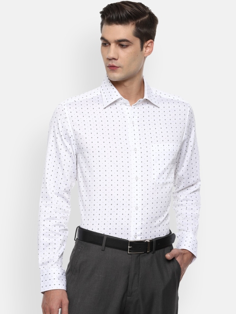 

Louis Philippe Men White Opaque Printed Formal Shirt