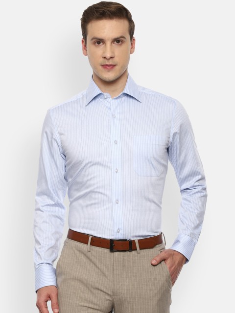 

Louis Philippe Men Blue Opaque Striped Formal Shirt