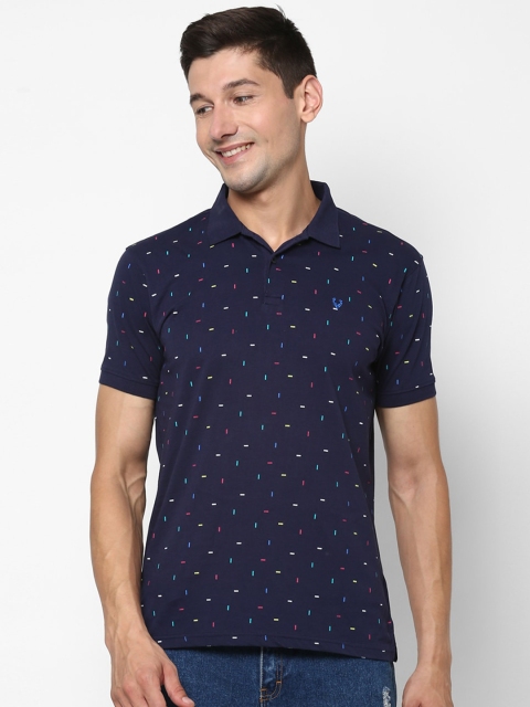 

Allen Solly Men Navy Blue Printed Polo Collar T-shirt