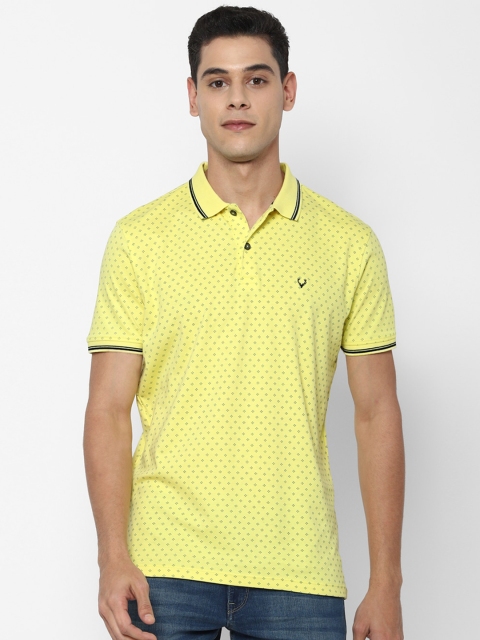 

Allen Solly Men Yellow Printed Polo Collar Cotton T-shirt