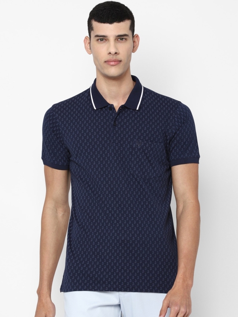 

Allen Solly Men Navy Blue Printed Polo Collar T-shirt