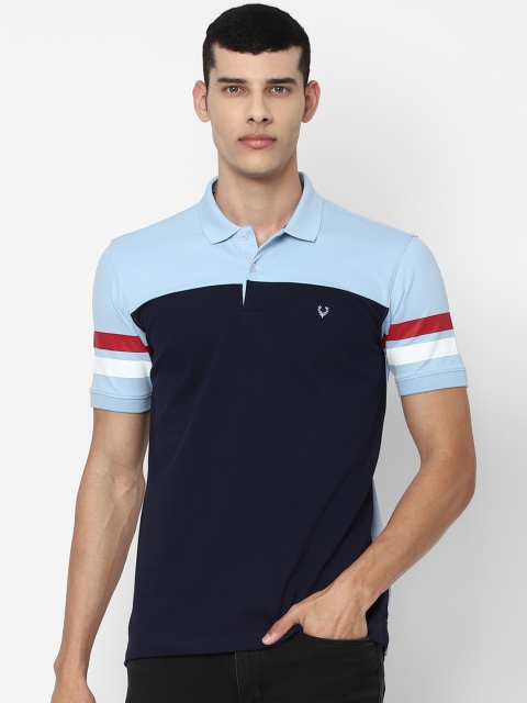 

Allen Solly Men Blue Colourblocked Polo Collar Cotton T-shirt