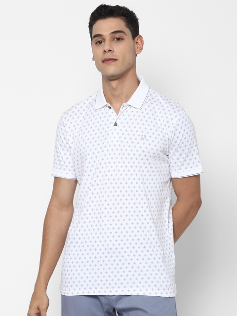 

Allen Solly Men White Printed Polo Collar Cotton T-shirt