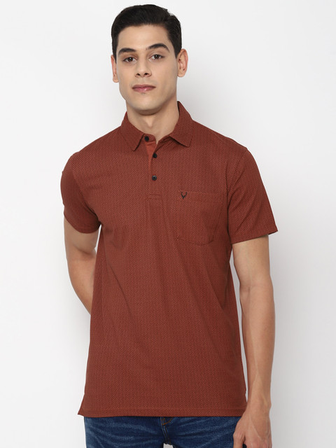 

Allen Solly Men Maroon Printed Polo Collar Pocket Cotton T-shirt