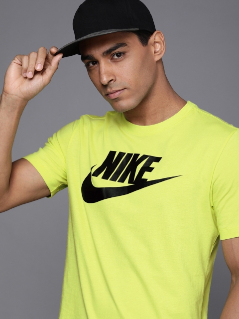 

Nike Men Yellow Brand Logo Printed T-shirt