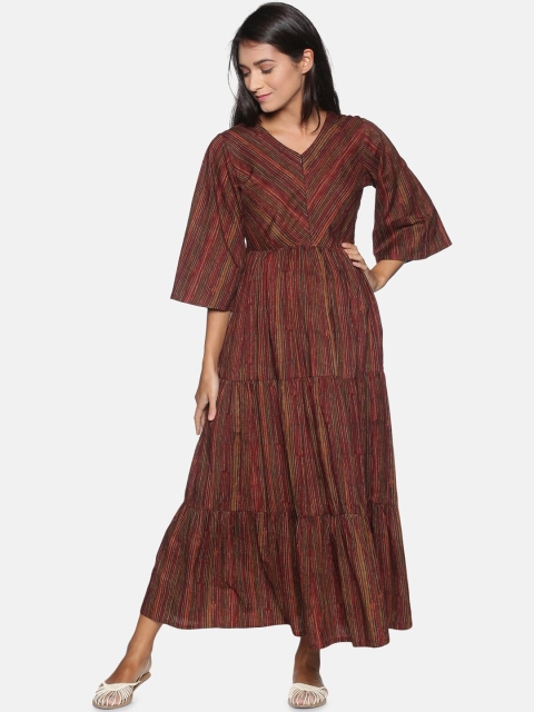 

The Mom Store Maroon Striped Maternity Maxi Dress