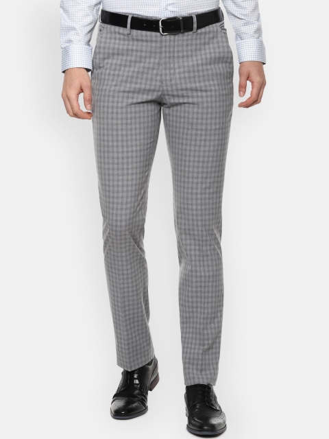 

Louis Philippe Men Grey Checked Slim Fit Formal Trousers