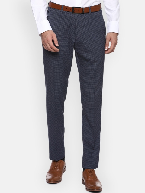 

Louis Philippe Men Navy Blue Textured Slim Fit Formal Trousers