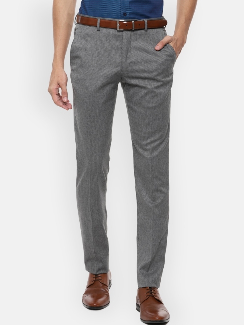 

Louis Philippe Men Grey Textured Slim Fit Formal Trousers