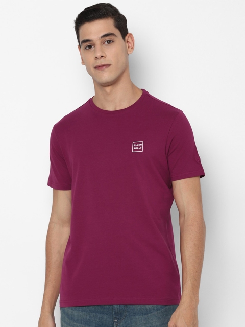 

Allen Solly Men Purple & White Brand Logo Printed Pure Cotton T-shirt
