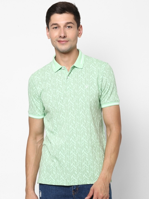

Allen Solly Men Green Printed Polo Collar Pure Cotton T-shirt