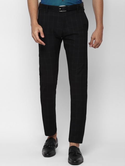 

Allen Solly Men Black & White Checked Slim Fit Trousers