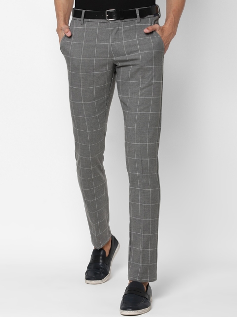 

Allen Solly Men Grey Checked Slim Fit Trousers