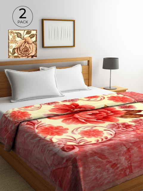 

KLOTTHE Set of 2 800 GSM Multi Printed Double Bed Blanket