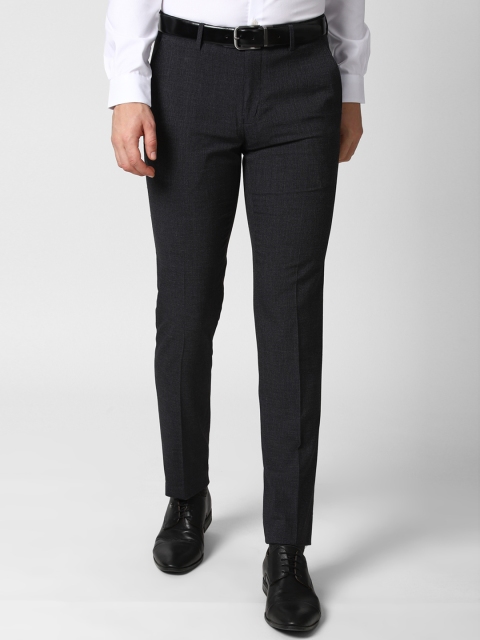 

Peter England Men Black Textured Slim Fit Formal Trousers