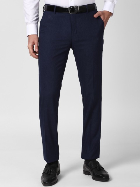 

Peter England Men Navy Blue Slim Fit Formal Trousers