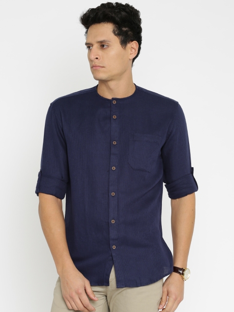 

British Club Men Navy Regular Fit Self-Design Casual Shirt, Navy blue