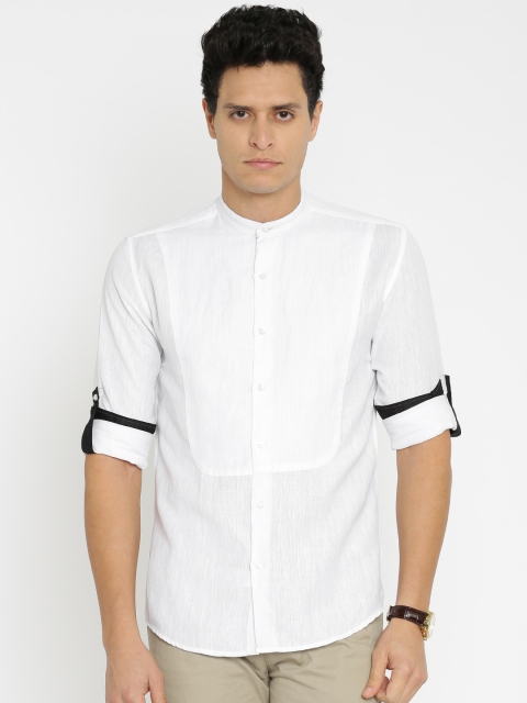 

British Club Men White Regular Fit Solid Casual Shirt