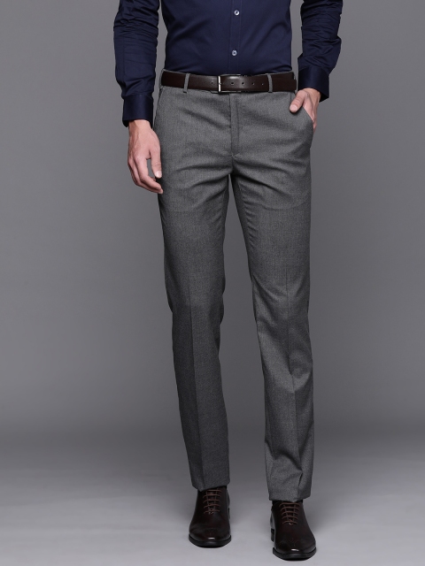 

Raymond Men Grey Textured Slim Fit Formal Trousers