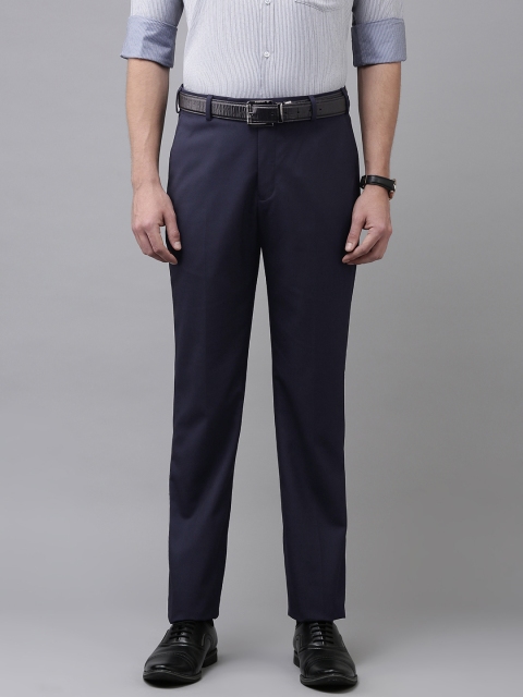 

Park Avenue Men Blue Solid Wrinkle Free Formal Trousers