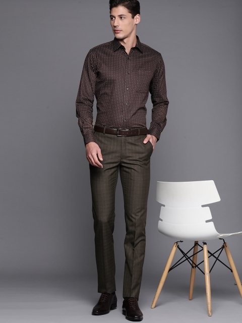 

Raymond Men Brown Checked Slim Fit Formal Trousers