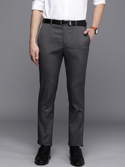 

Raymond Men Dark Grey Solid Basic Flat Front Slim Fit Formal Trousers