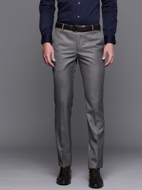 

Raymond Men Charcoal Grey Textured Slim Fit Formal Trousers
