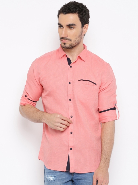 

British Club Men Pink Regular Fit Self-Design Casual Shirt