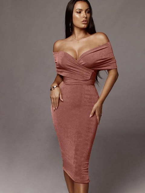 

GRACE & JACK Pink Off Shoulder Bodycon Dress