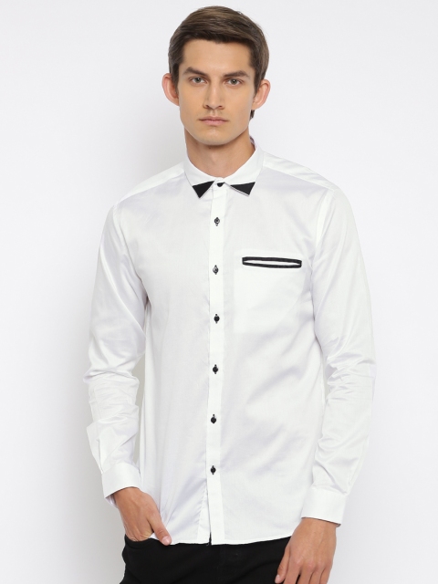 

British Club Men White Regular Fit Solid Casual Shirt