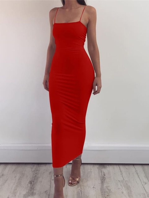 

GRACE & JACK Red Slip-On Maxi Bodycon Dress