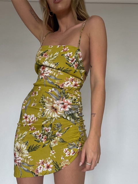 

GRACE & JACK Green & White Floral Bodycon Dress