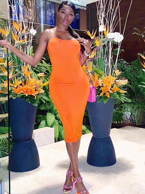 

GRACE & JACK Orange & chinese orange Bodycon Midi Dress