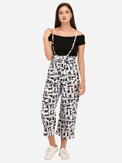 

Yuvraah Women Black & White T-shirt with Dunagree