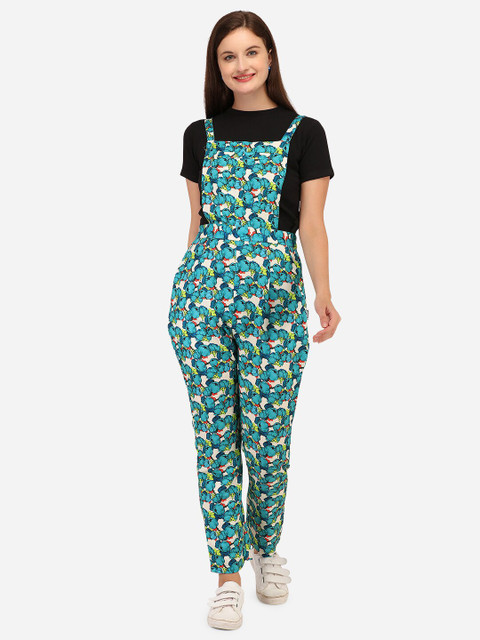 

Yuvraah Women Turquoise Blue & Black T-shirt with Trousers