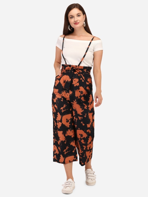 

Yuvraah Women Brown & Black T-shirt with Dungaree